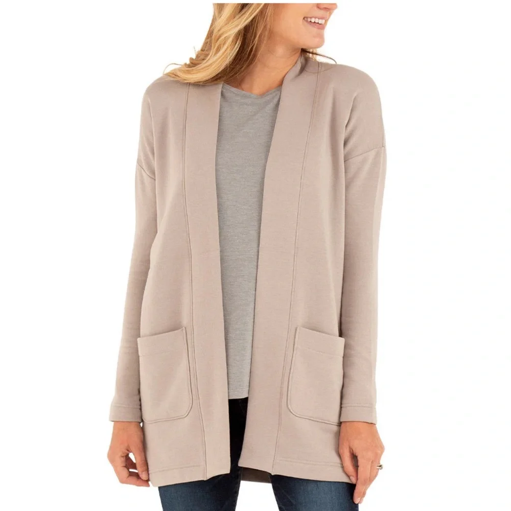 Free Fly Apparel Bamboo Thermal Fleece Cardigan Light Blue Women's Medium